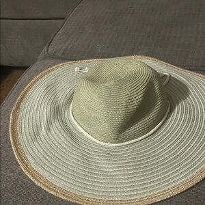 Wide Brim light Green and Gold Sun Hat